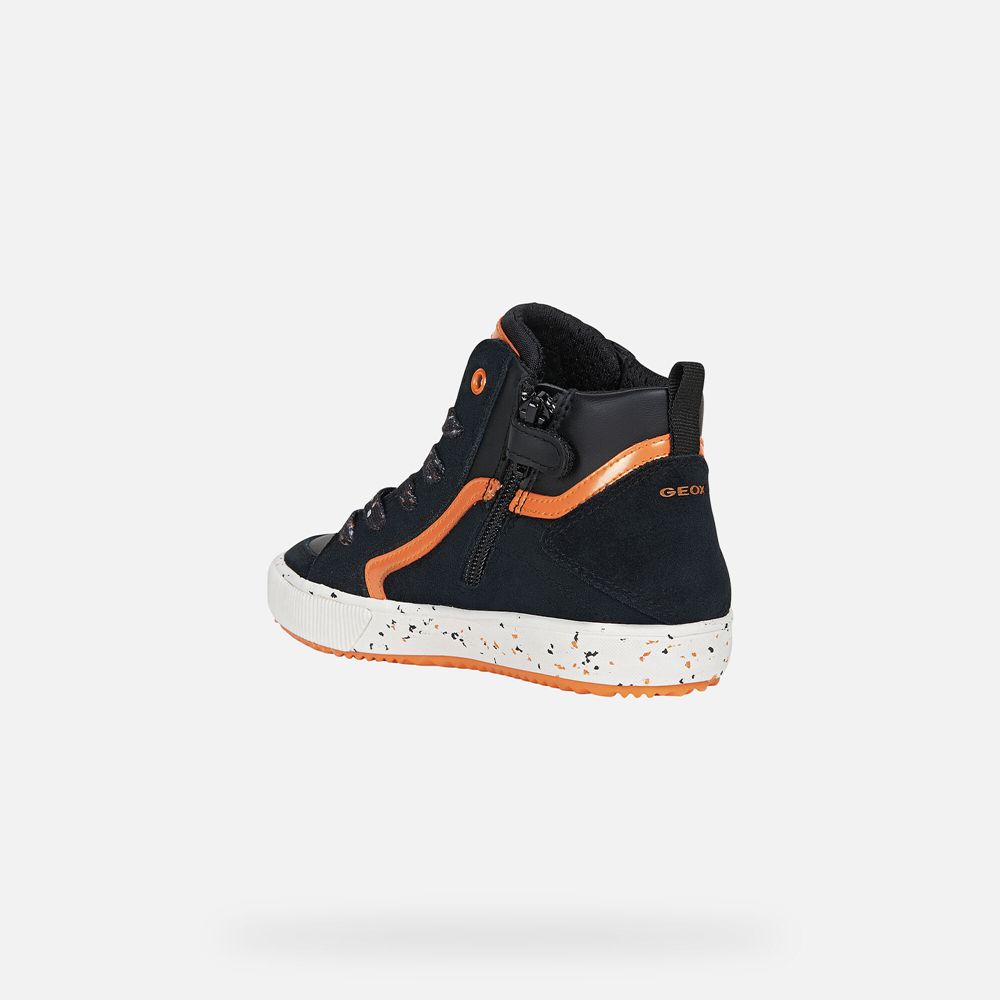 Tenis Geox Menino Pretas/Laranja - Alonisso - PUQSB8360